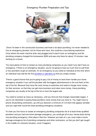 EmergencyPlumberPreparationandTips
