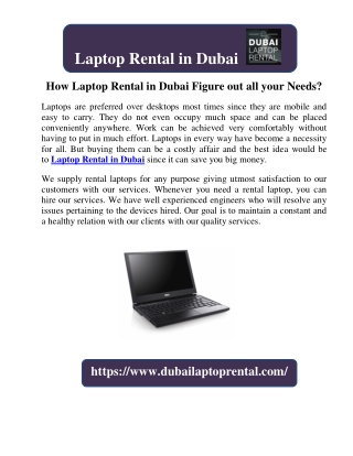 How Laptop Rental in Dubai Figure out all your Needs?