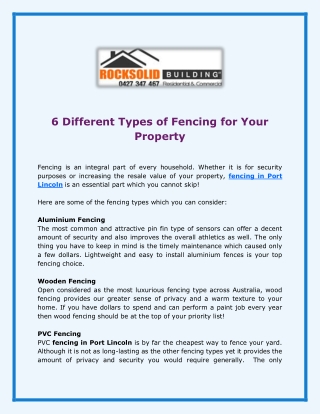 6 Different Types of Fencing for Your Property