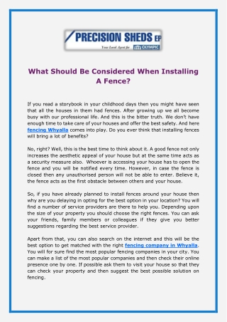 What Should Be Considered When Installing A Fence?