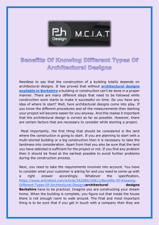 Benefits Of Knowing Different Types Of Architectural Designs