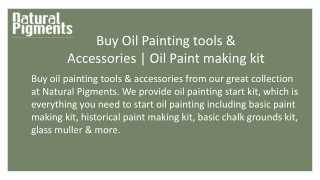 Buy Oil Painting tools & Accessories | Oil Paint making kit