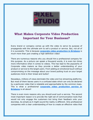 What Makes Corporate Video Production Important for Your Business?