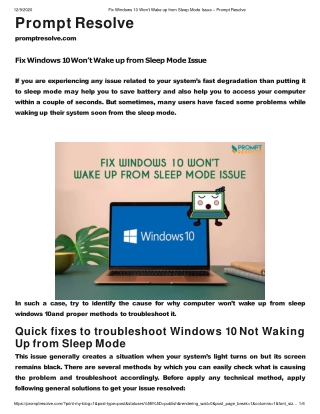 Fix Windows 10 Won’t Wake up from Sleep Mode Issue