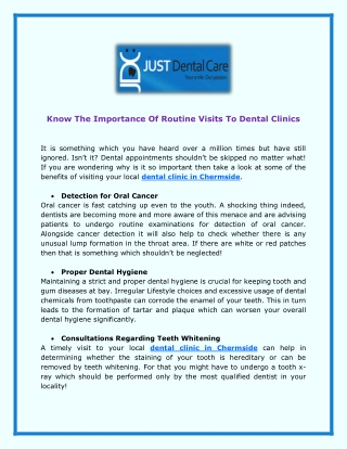 Know The Importance Of Routine Visits To Dental Clinics