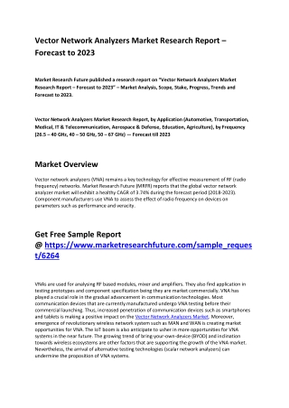 Vector Network Analyzer Market Opportunities, Emerging Trends, Size, Share and Forecast 2023