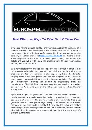 Best Effective Ways To Take Care Of Your Car