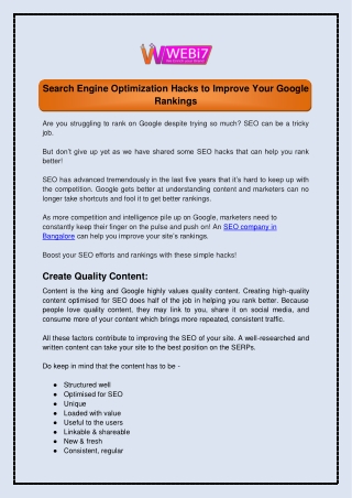 Search Engine Optimization Hacks to Improve Your Google Rankings