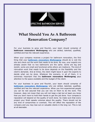 What Should You As A Bathroom Renovation Company?