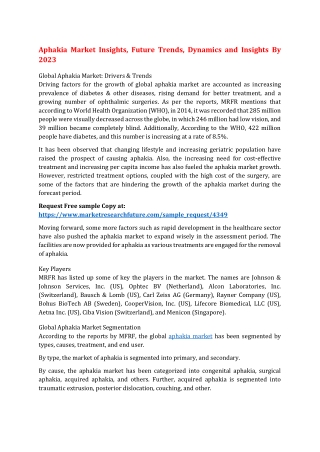 Aphakia Market Insights, Future Trends, Dynamics and Insights By 2023