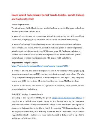 Image Guided Radiotherapy Market Trends, Insights, Growth Outlook and Analysis By 2023