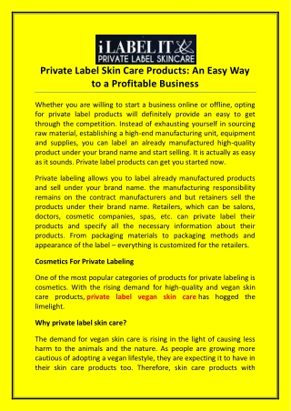 Private Label Skin Care Products: An Easy Way to a Profitable Business