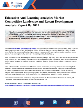 Education And Learning Analytics Market Competitive Landscape and Recent Development Analysis Report By 2025