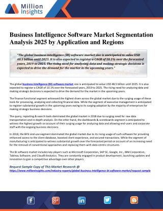 Business Intelligence Software Market Segmentation Analysis 2025 by Application and Regions