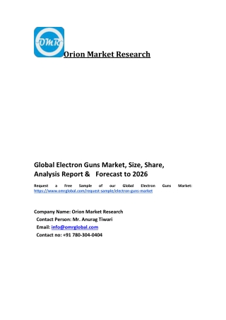 Global Electron Guns Market Trends, Size, Competitive Analysis and Forecast 2020-2026