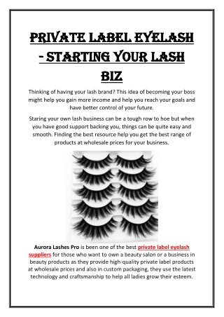 Private label eyelash - Starting your lash biz