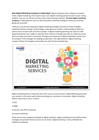 Best Digital Marketing Company in Hyderabad