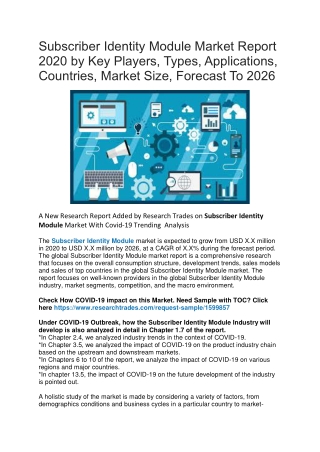 Subscriber Identity Module Market