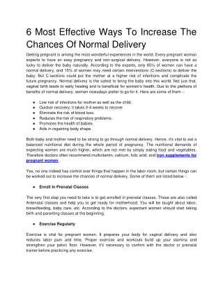 6 Most Effective Ways to Increase the Chances of Normal Delivery