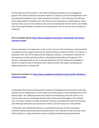Sickle Cell Disease Treatment Market  Size, Share and Forecast 2019-2025