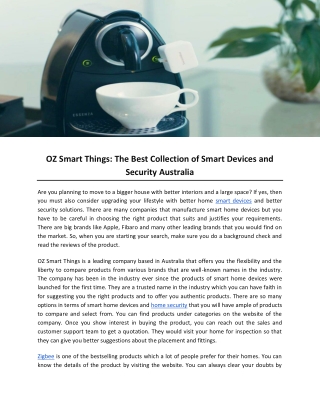 OZ Smart Things: The Best Collection of Smart Devices and Security Australia