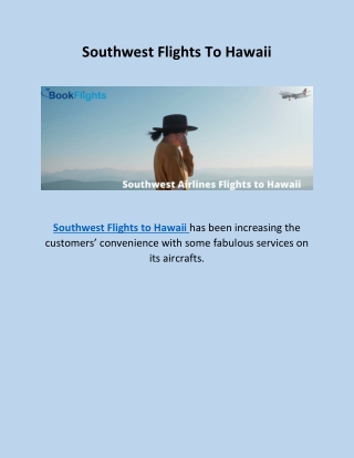 Southwest Flights To Hawaii