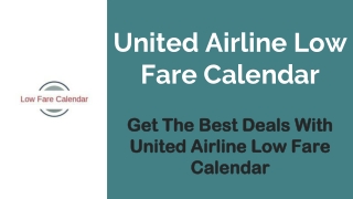 United Airlines Low Fare Calendar