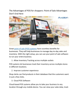 The Advantages of POS for shoppers: Point of Sale Advantages Don’t End Here