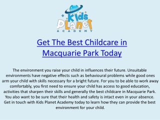 Get The Best Childcare in Macquarie Park Today