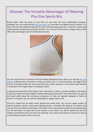 Discover The Versatile Advantages Of Wearing Plus Size Sports Bra