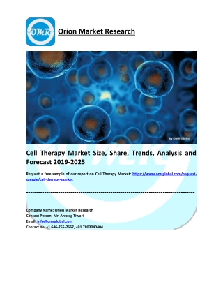 Cell Therapy Market Size, Share, Trends, Analysis and Forecast 2019-2025