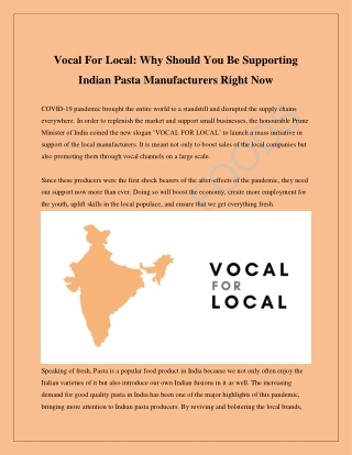 Vocal For Local: Why Should You Be Supporting Indian Pasta Manufacturers Right Now