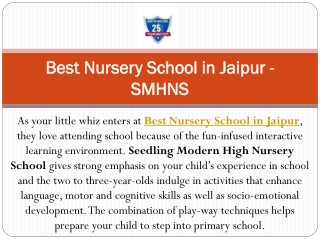 Best Nursery School in Jaipur - SMHNS