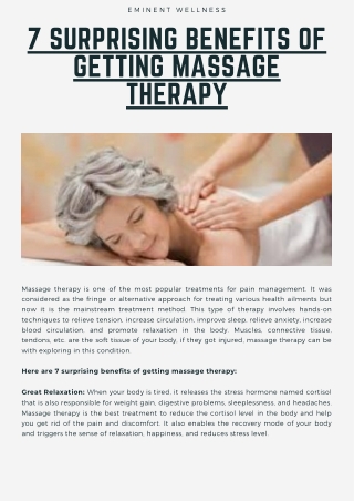7 Surprising Benefits of Getting Massage Therapy