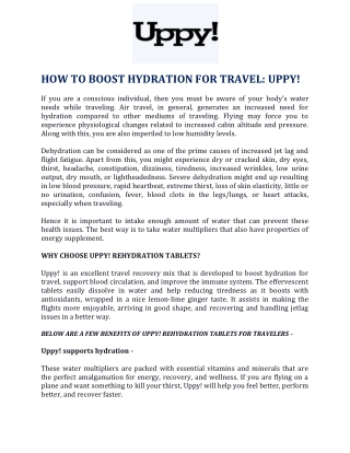 How to Boost Hydration for Travel: Uppy!