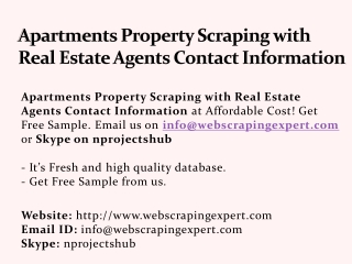 Apartments Property Scraping with Real Estate Agents Contact Information