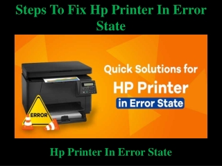 Steps To Fix Hp Printer In Error State