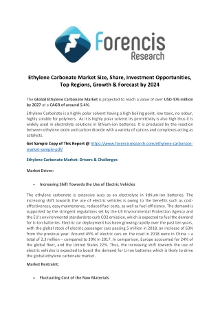 Ethylene Carbonate Market Technological Breakthroughs, Value Chain And Stakeholder Analysis By 2027