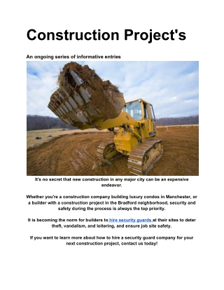 An ongoing series of informative entries  Construction Project's