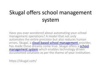 Skugal offers school management system