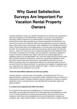 Importance of Guest Satisfaction Surveys For Vacation Rental Property Owners