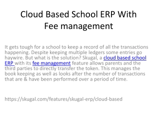 Cloud Based School ERP With Fee management