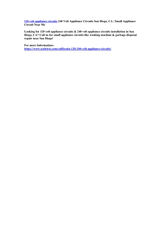 120 volt appliance circuits 240 Volt Appliance Circuits San Diego, CA | Small Appliance Circuit Near Me