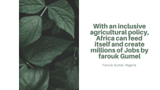 With an inclusive agricultural policy, Africa can feed itself and create millions of Jobs by farouk Gumel