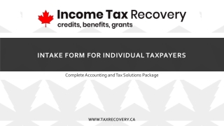 Intake Form for Individual Taxpayers