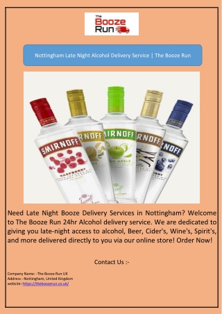 Nottingham Late Night Alcohol Delivery Service | The Booze Run