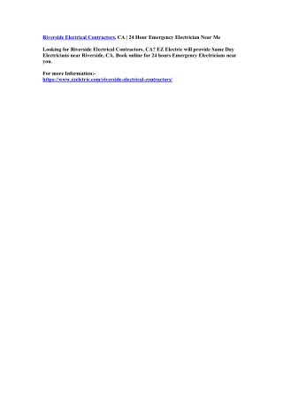 Riverside Electrical Contractors, CA | 24 Hour Emergency Electrician Near Me