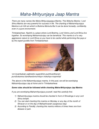 Maha-Mrityunjaya Jaap Mantra