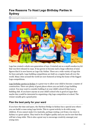 Few Reasons To Host Lego Birthday Parties In Sydney