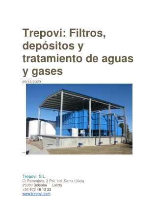 Filtros, depósitos y tratamiento de aguas y gases